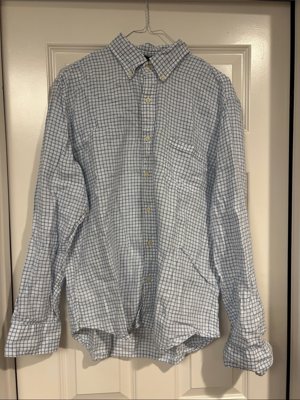 J. Crew Men's Light Blue Windowpane Button-Down Shirt